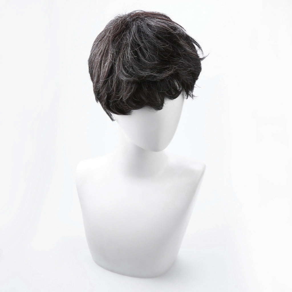 Wigs Short Natural Hair Mixed Dark Black Handsome Wig Men's Hair Units