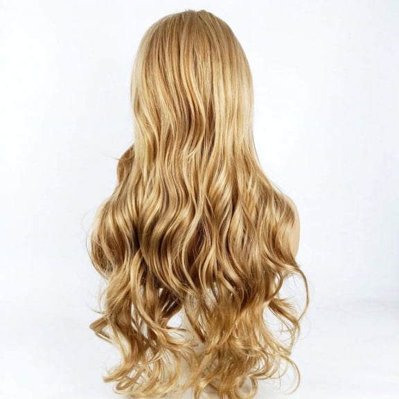 Wigs, Wigs for Women, Europe And The United States Wig Center Parted Long Curly Hair Gold Female High Temperature Silk Head Covering