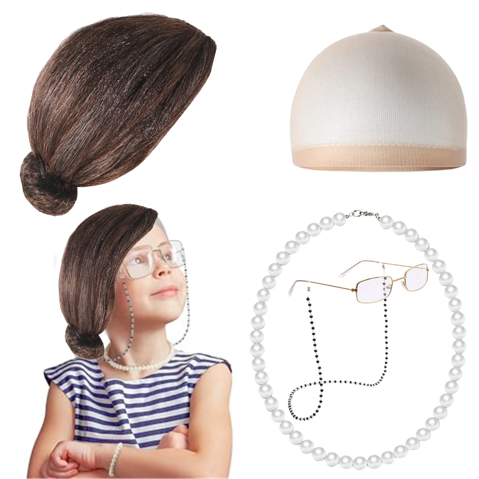 Marendyee Girls Grandma Costume Set – Halloween & 100th Day Of School Dress-Up With Wig & Accessories - View #3