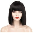 Wigs for Women Women's Wig Short Straight Hair With Flat Bangs Bob One Cut Wig Headcover Wigs