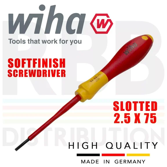 Wiha 00820 Slotted Screwdriver 2.5Mm Vde Electrician 1000V Flat Head 04? 2.5 ?75