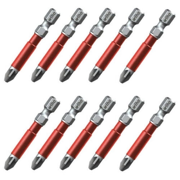 Wiha 10x 76544 2" Impact Power Bit Tip PH2 1/4 Hex Shank Phillips Terminator Impact Bit Tip PH2 1/4 Hex Shank Lasting 30x longer