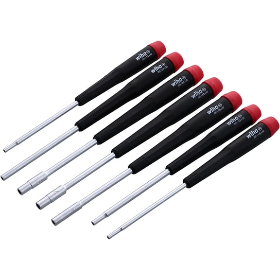 Wiha 26592 Nut Driver Set 7 Piece Metric Precision Handle Extra-Long Chrome-Plated