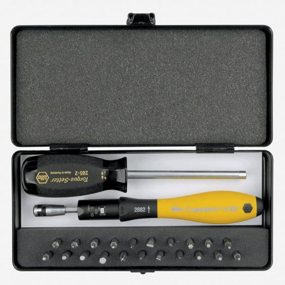 Wiha 28591 24 Piece ESD Torque ScrewDriver, Micro Bits and Handle Box Set 5-10 in-lbs.