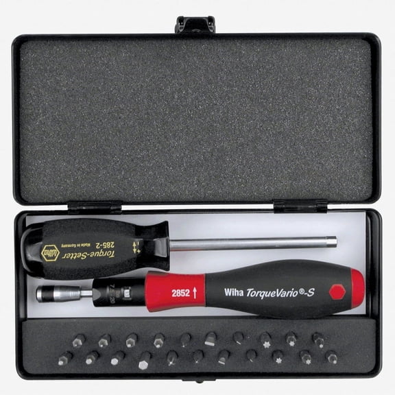 Wiha 28593 24 Piece Torque ScrewDriver, Micro Bits and Handle Box Set 15-80 in-oz.