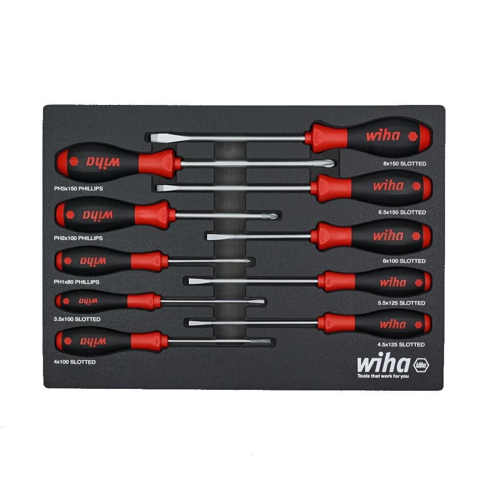 (10-Piece) SoftFinish Cushion Grip Screwdriver Tray Set