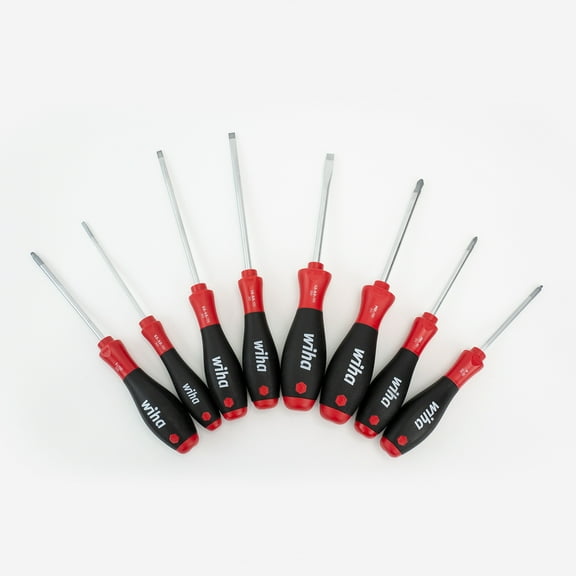Wiha 30289 Slotted/Phillips/Square SoftFinish 8 Piece Screwdriver Set