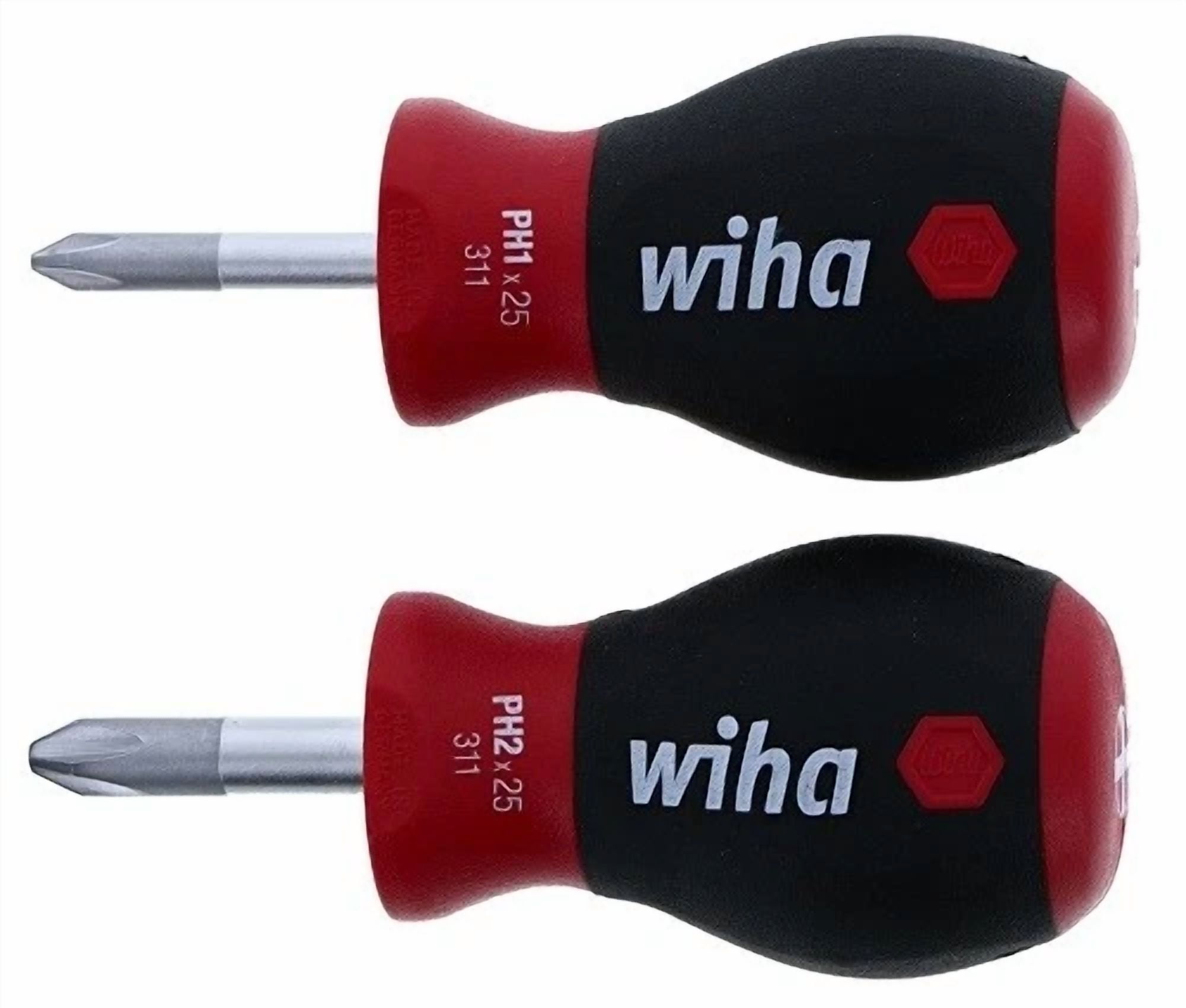 Wiha 31192 2 Piece Softfinish Stubby Phillips Screwdriver Set