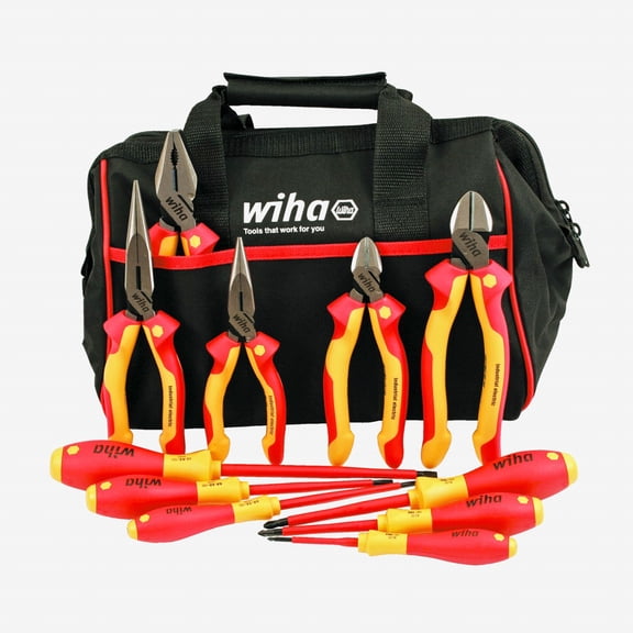 Wiha 32977 Insulated Industrial Cutters/Drivers Set, 11 pcs