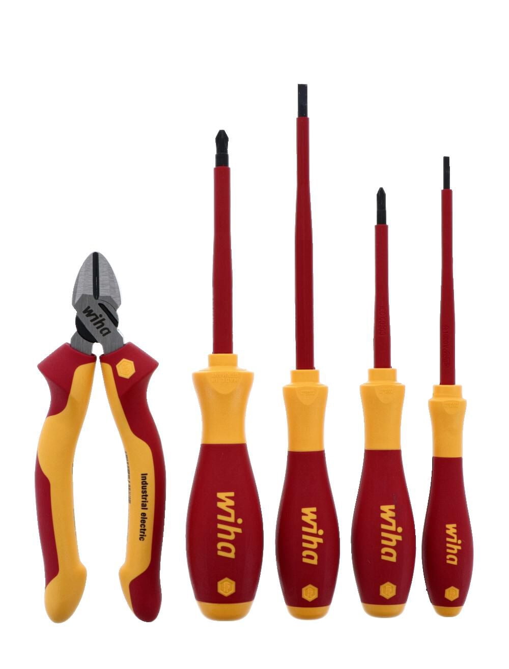 Wiha 32983 5 Piece Insulated Industrial Cutters and Screwdrivers Set ...
