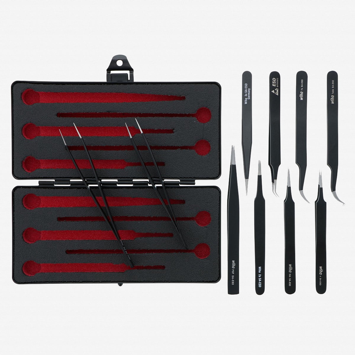 Wiha 44593 ESD Safe Tweezers Set, 10 Pieces
