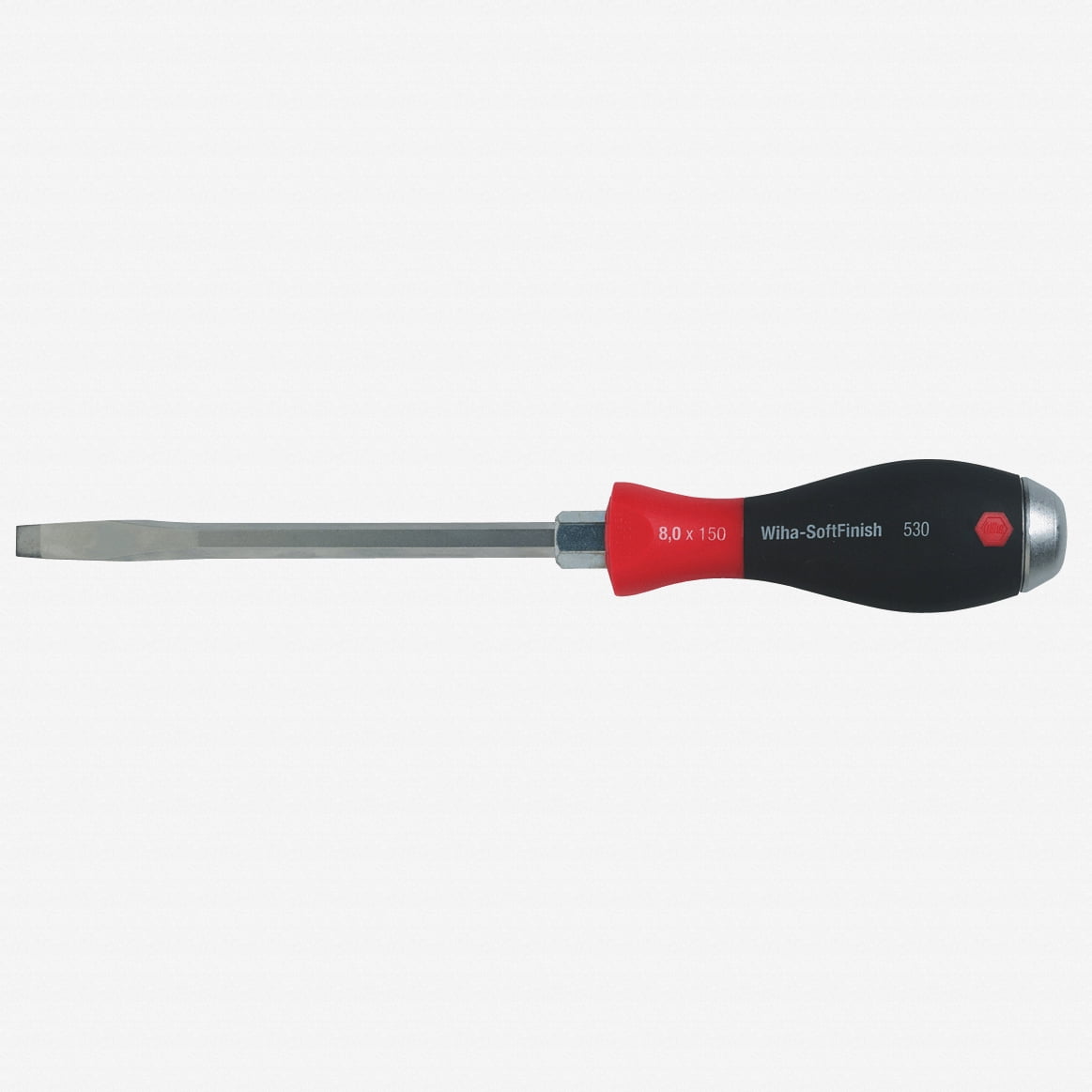 Wiha 30216 SoftFinish Slotted Screwdriver - 4mm Tip X 200mm Blade, Ergonomic Grip, High Torque