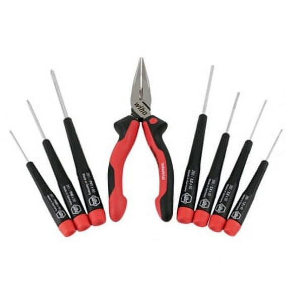 Wiha 7 Piece Precision Slotted and Phillips Set - Includes Long Nose Pliers