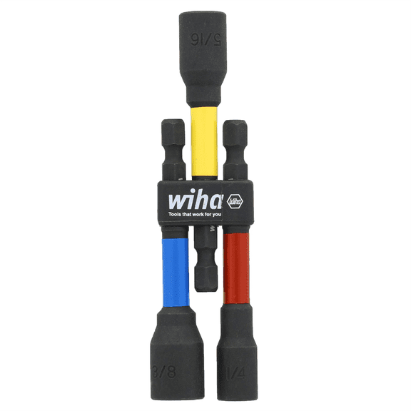 Wiha Color Coded Magnetic Nut Setter SAE 3 Piece Set, 3 Inch - 70489