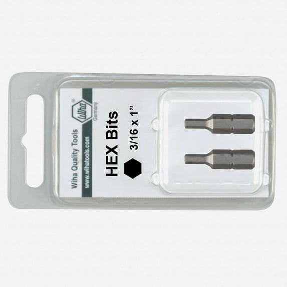 Wiha 71362 3/32" x 25mm Hex Insert Bit (2 Pack)