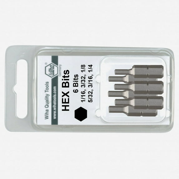 Wiha 71396 6 Piece Hex SAE Insert Bit Set