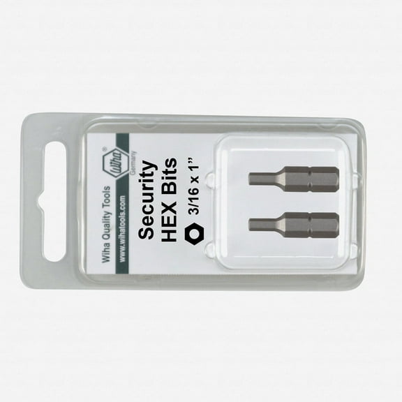 Wiha 71975 5/32" x 25mm Security Hex Insert Bit (2 Pack)