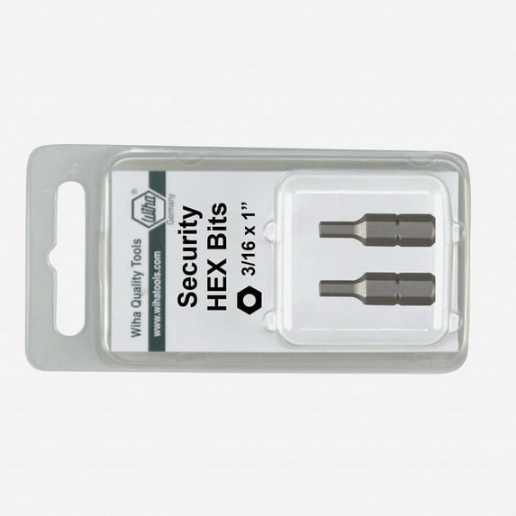 Wiha 71975 5/32" x 25mm Security Hex Insert Bit (2 Pack)