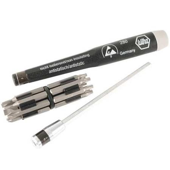 Wiha 75093 16 Piece System 4 ESD Slotted, Phillips and Torx Micro Bit Set