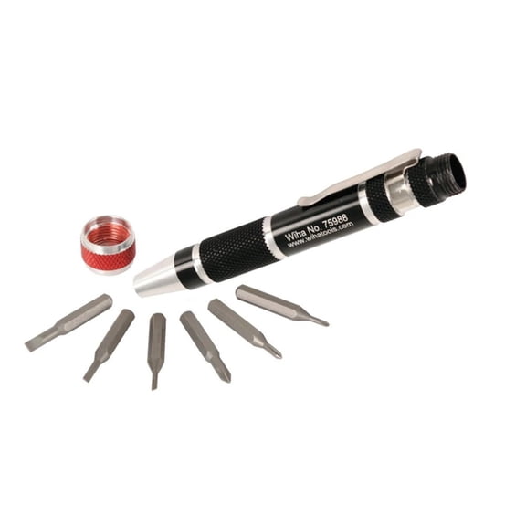 Wiha 75981 7 Piece Slotted/Phillips Pen Handle Storage Micro Bit Screwdriver Set