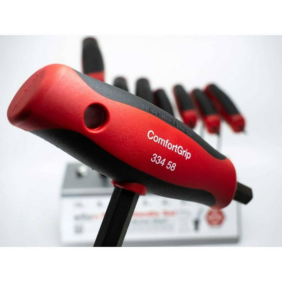 Wiha 33489 SoftGrip Metric T-Handle Set Soft Grip Ball End Hex, 8-Piece