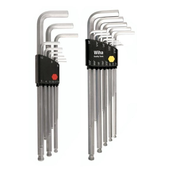 WIHA 66993 Ball End Hex L-Key Sets, Inch and Metric - Pack of 2
