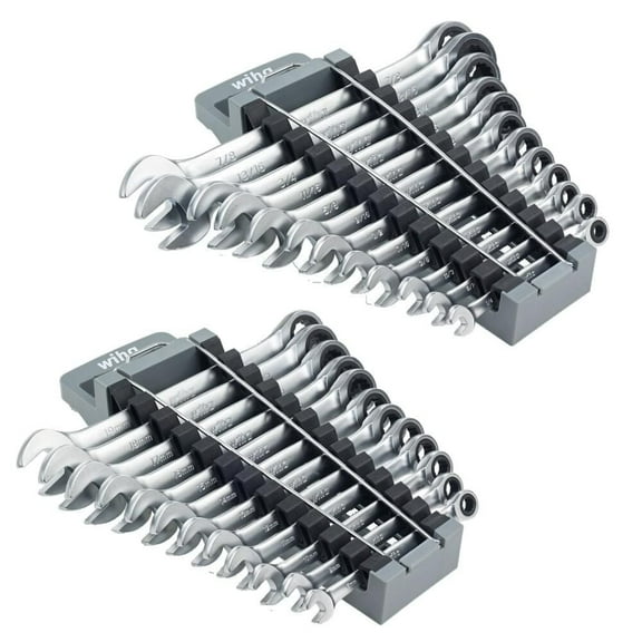 Wiha Combination Ratchet Wrench Set, Metric And Sae, 24 Pieces