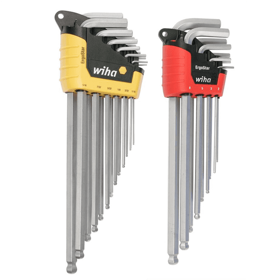 WIHA Tools 22 Piece ErgoStar Ball End Hex L-Key Set - Inch, Metric