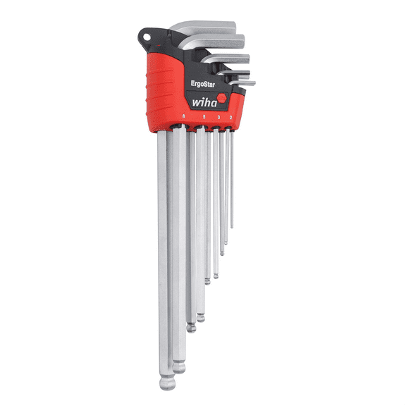 WIHA Tools 9 Piece ErgoStar Ball End Hex L-Key Set - Metric