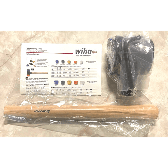 Wiha Heavy Duty Split Head Replaceable Face Mallet with Hickory Handle No Tips