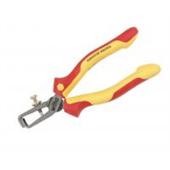 Wiha Tools Insul. Industrial Stripping Pliers 6.3" OAL. Industrial brushed finish. Two component ergo cushion grips. Strips up to AWG #8