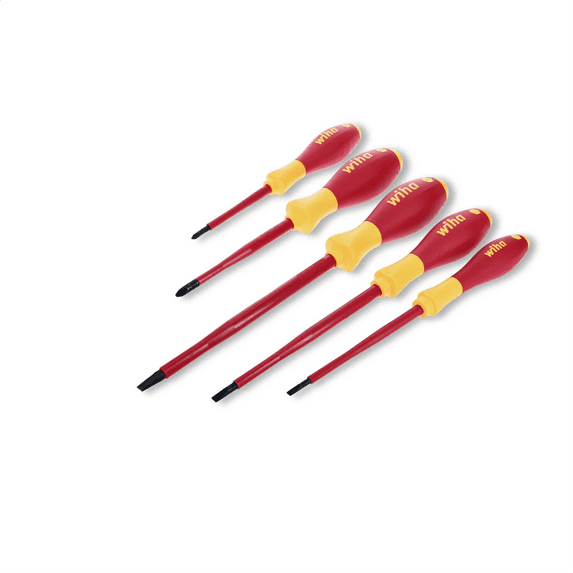 Wiha Tools 5 Piece Insulated SoftFinish Slotted/Phillips Screwdriver Set