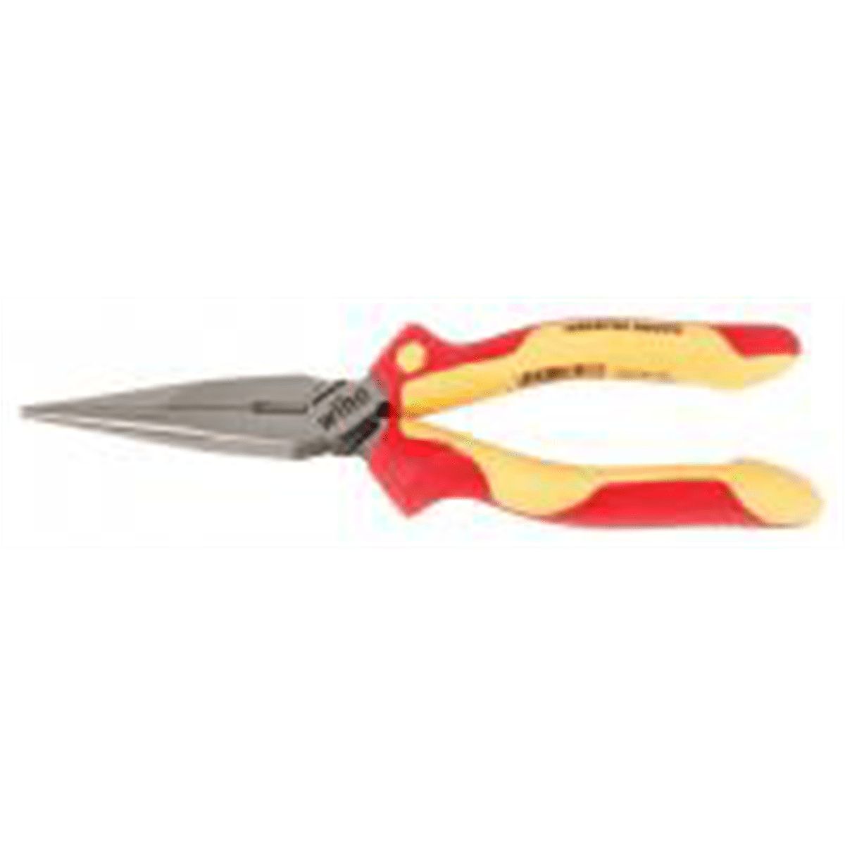 Wiha Tools Insul. Industrial Long Nose Pliers w/ Cutter 8" OAL. Industrial brushed finish. Two component ergo cushion grips.