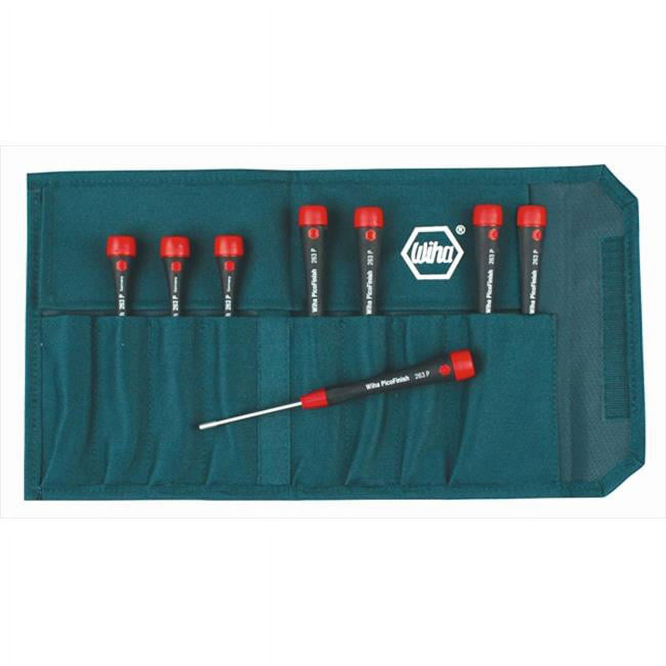 Wiha PicoFinish SAE Hex Screwdriver Set with Canvas Pouch (8 Piece Set)