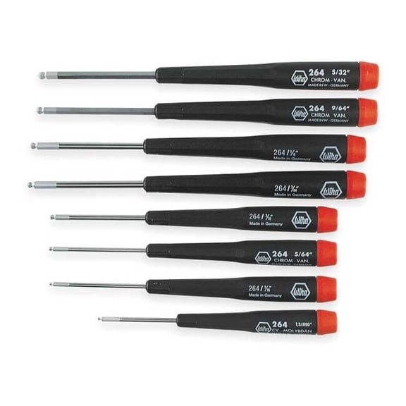 Wiha Prec. Screwdriver Set,Ball Hex,SAE,8pcs. 26490