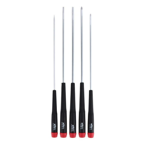 Wiha Tool Precision Long Slotted/Phillips Screwdrivers 5/Set NLS