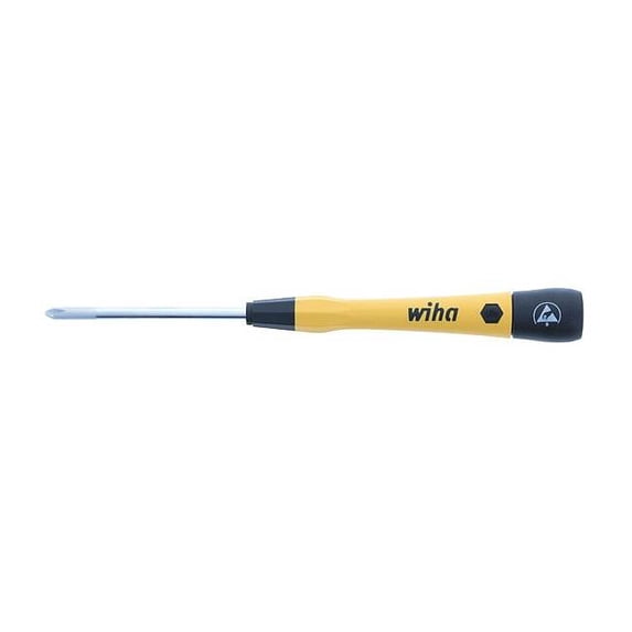 Wiha ESD Precision Screwdriver, Phillips, No 1, Black, Round 27334