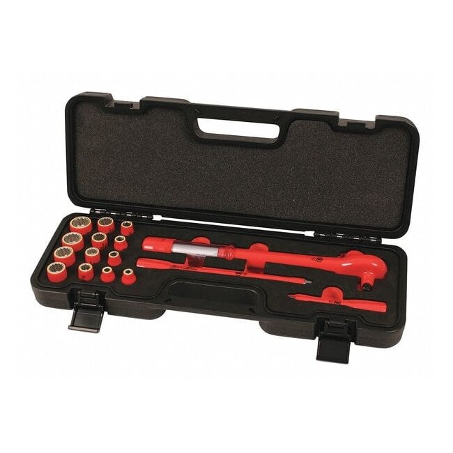 Wiha 3/8" Drive Socket Set SAE 16 Pieces 1/4 in to 7/8 in , Chrome 30190