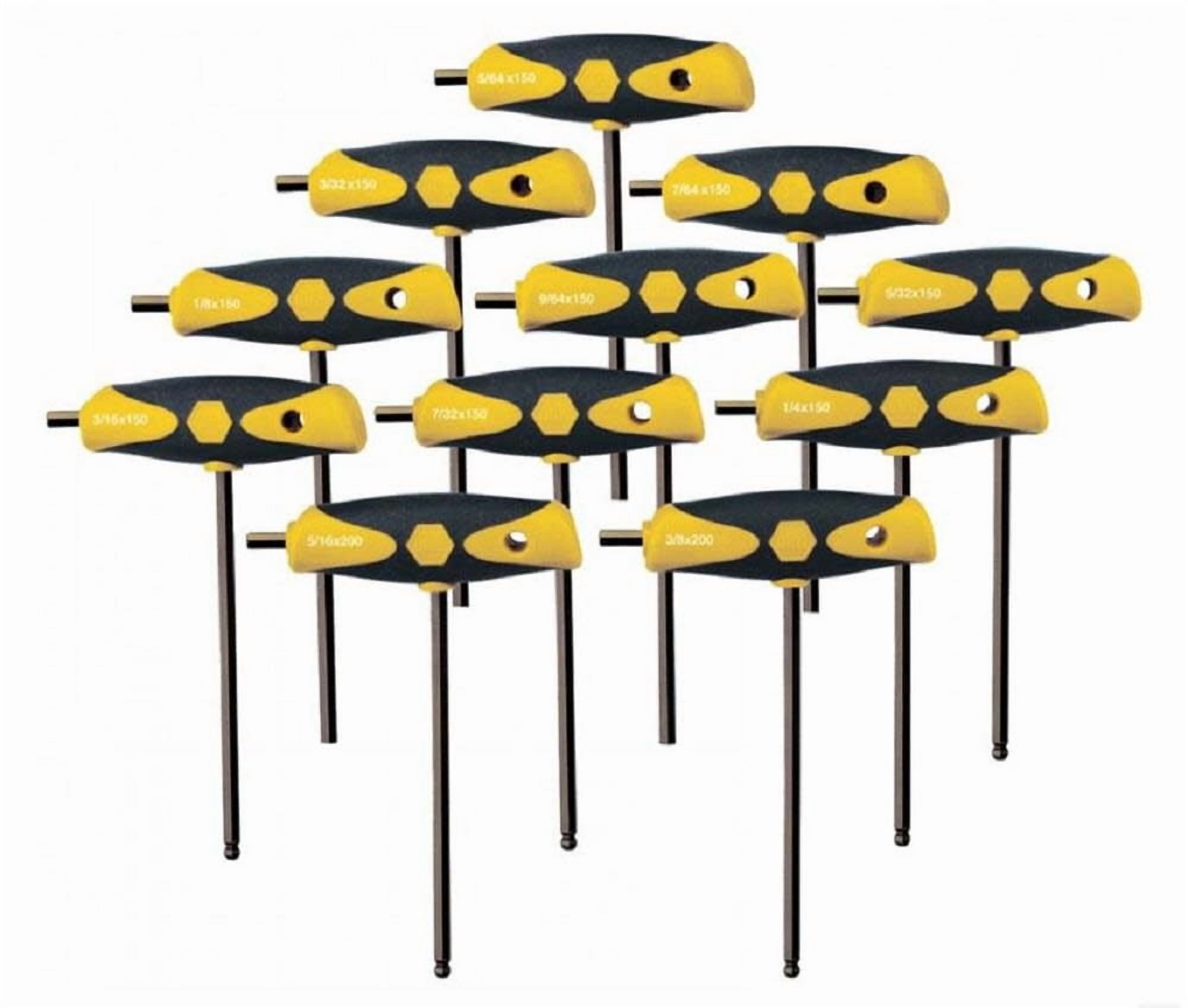Wiha Soft Grip Dual Drive Ball End Inch Hex T-Handle 11 Pc. Set