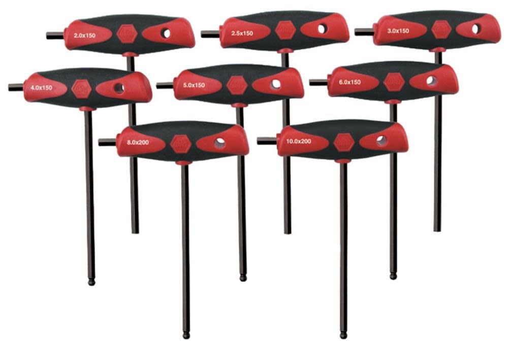 Wiha Soft Grip Dual Drive Ball End Metric Hex T-Handle 8 Pc. Set