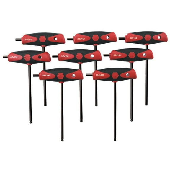Wiha Soft Grip Dual Drive Ball End Metric Hex T-Handle 8 Pc. Set