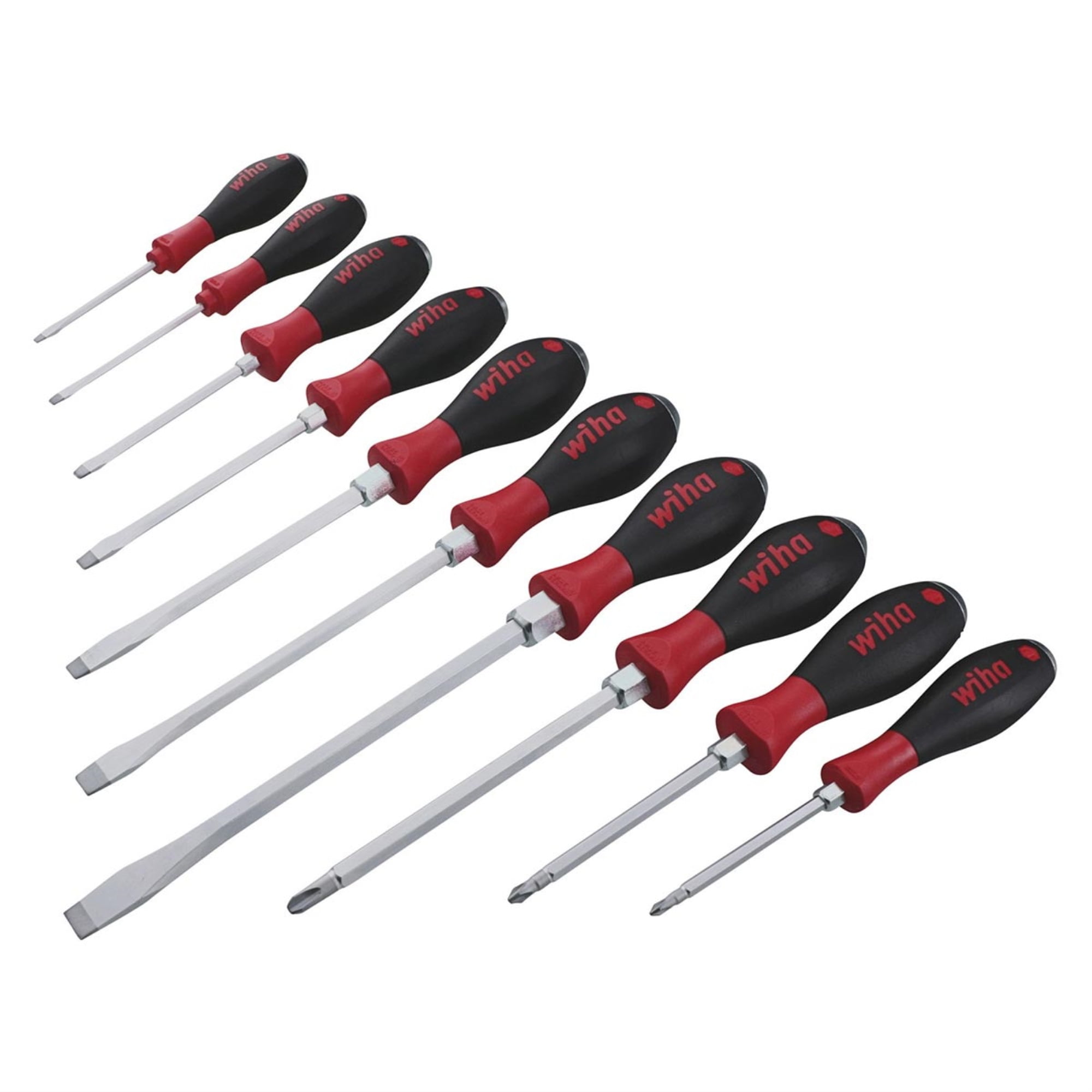 Wiha SoftFinish Extra Heavy Duty Slotted/Phillips Screwdriver Set (10 ...