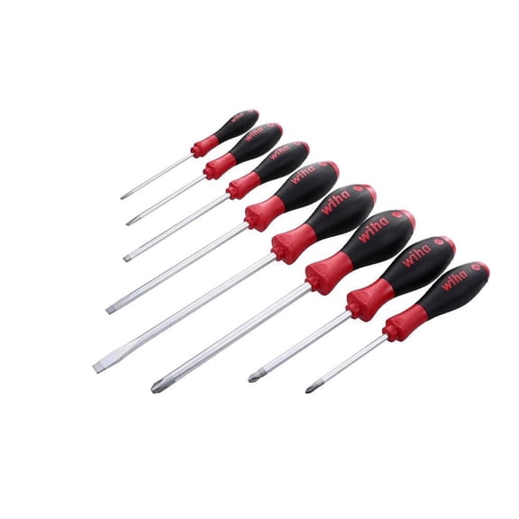 Wiha 30298 8-Piece Slotted and Phillips Screwdriver Set with Soft Finish Handles