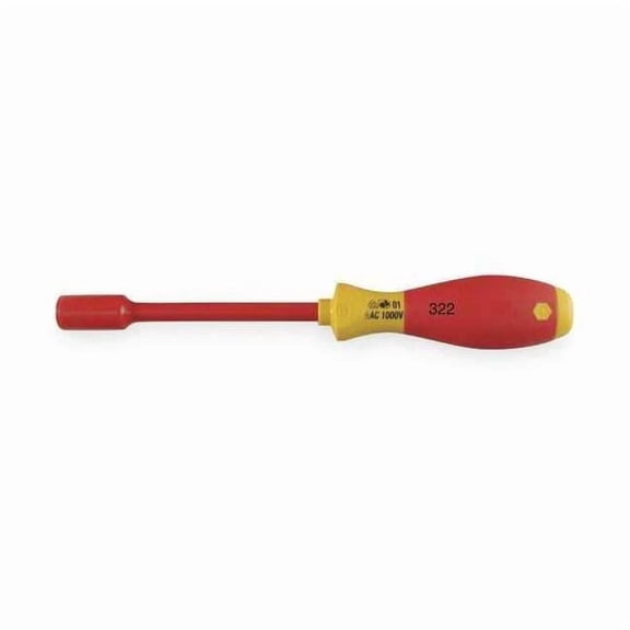 Wiha Nut Driver, 8.0mm, Solid, Ergo, Ins, 5 in. 32221