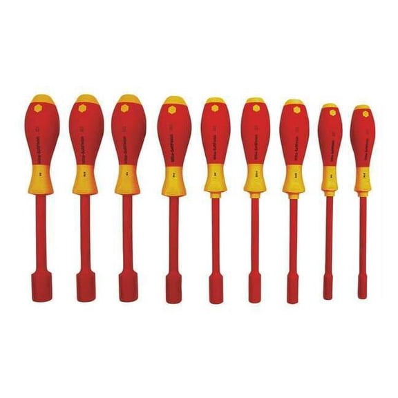 Wiha Nut Driver Set,9 Pieces,SAE,Solid,Ins 32288