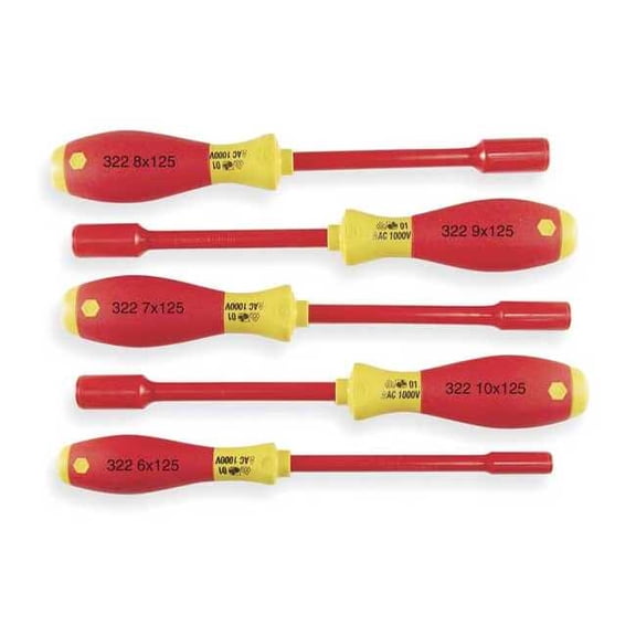 Wiha Nut Driver Set,5 Pieces,Metric,Solid,Ins 32291