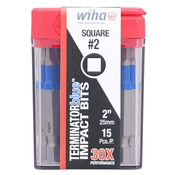 Wiha Terminatorblue Impact Bit 2In Square #2 15Pk