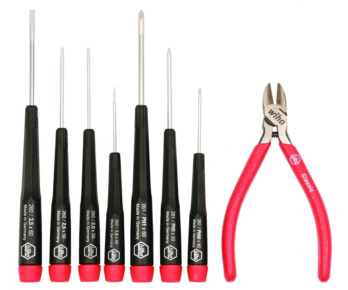 Wiha Tools 26191 Precision Slotted Phillips Screwdriver Set w/ Cutters