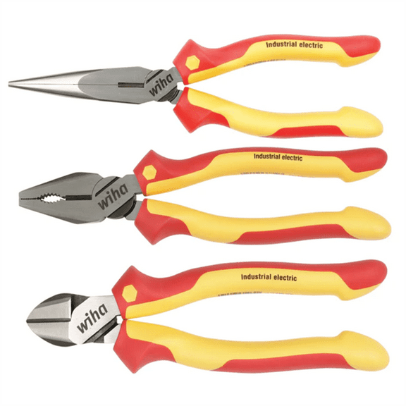 Wiha Tools 3 Piece Insulated Industrial Pliers-Cutters Set