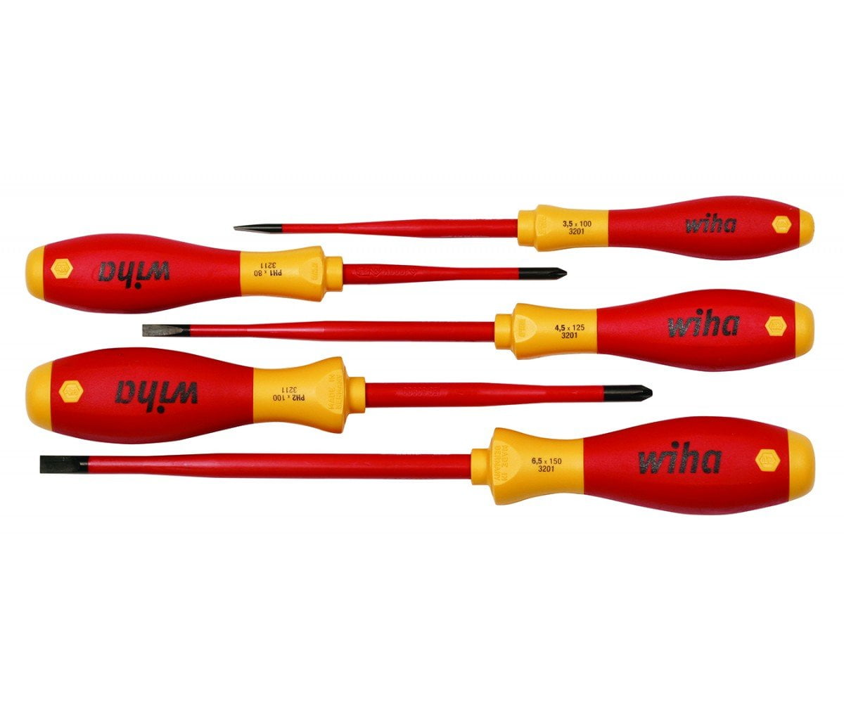 Wiha Tools 32194 SlimLine Insulated Slotted/Phillips Screwdriver Set, 5 Pc.